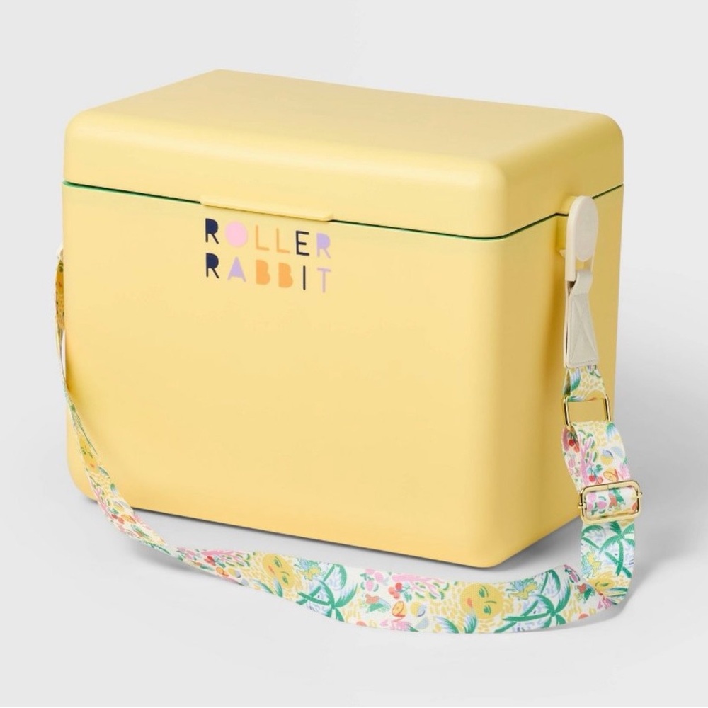 Roller Rabbit Pastel Yellow Cooler with Floral Strap